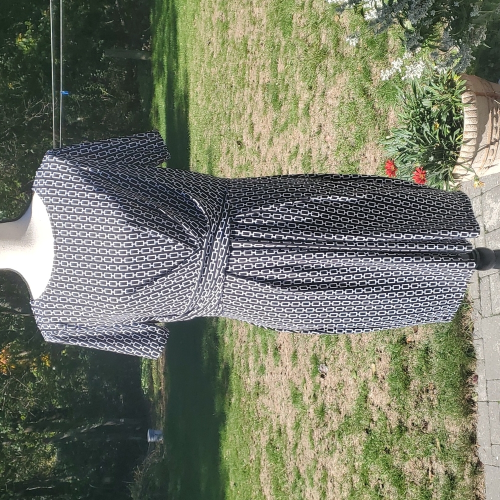 Roz & Ali Faux Wrap Short Sleeve Dress
